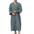 thumbnail image 3 of Men’s Lightweight Seersucker Bathrobe Cotton Classic Casual Nightwear with Pockets, 3 of 9