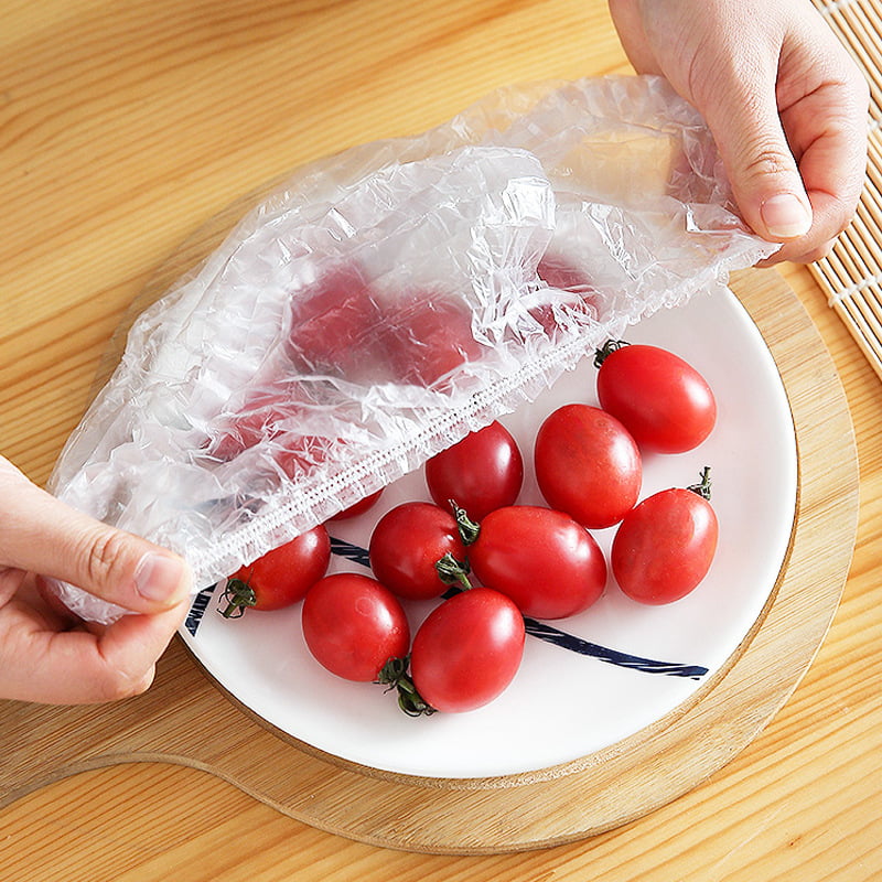 100Pcs Stretch Disposable Bowl Food Storage Wrap Cover Seal Fresh Lids PE Film