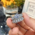 thumbnail image 5 of APIPEE 2pcs His and Hers Wedding Ring Sets Couples Engagement Rings Women and Men 925 Sterling Silver AAA Cubic Zirconia Birthday Gift, 5 of 8