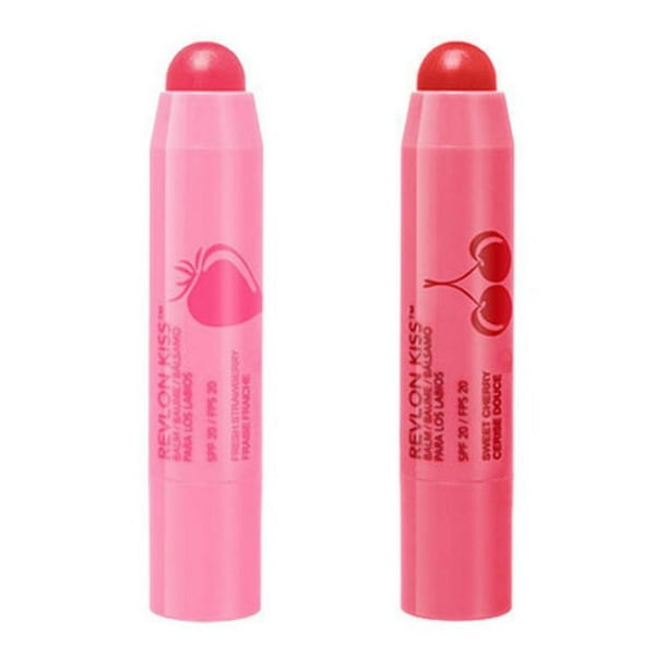 Revlon Bálsamo labial Kiss - Pack de 2: (Fresa y Cereza dulce) - Hidratación duradera y suavizado de
