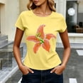 thumbnail image 5 of Perfectbot Women’s Floral Print Cropped T-Shirt, Short Sleeve Lily Graphic Baby Tee, Casual Summer Top, 5 of 6