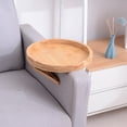 thumbnail image 1 of Bandeja con clip para brazo de sofá, mesa auxiliar para controles remotos/bebidas/Gamepads, soporte para sofá, disco de madera de alta gama, acogedor reposabrazos para sofá (bambú), 1 of 5