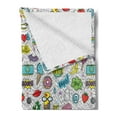 thumbnail image 2 of Emoticon Soft Flannel Fleece Throw Blanket, Pop Art Hand Drawn Cartoon Eye Ice Cream Rainbow Donut Lip Heart Banana Ghost, Cozy Plush for Indoor and Outdoor Use, 60" x 80", Multicolor, by Ambesonne, 2 of 5