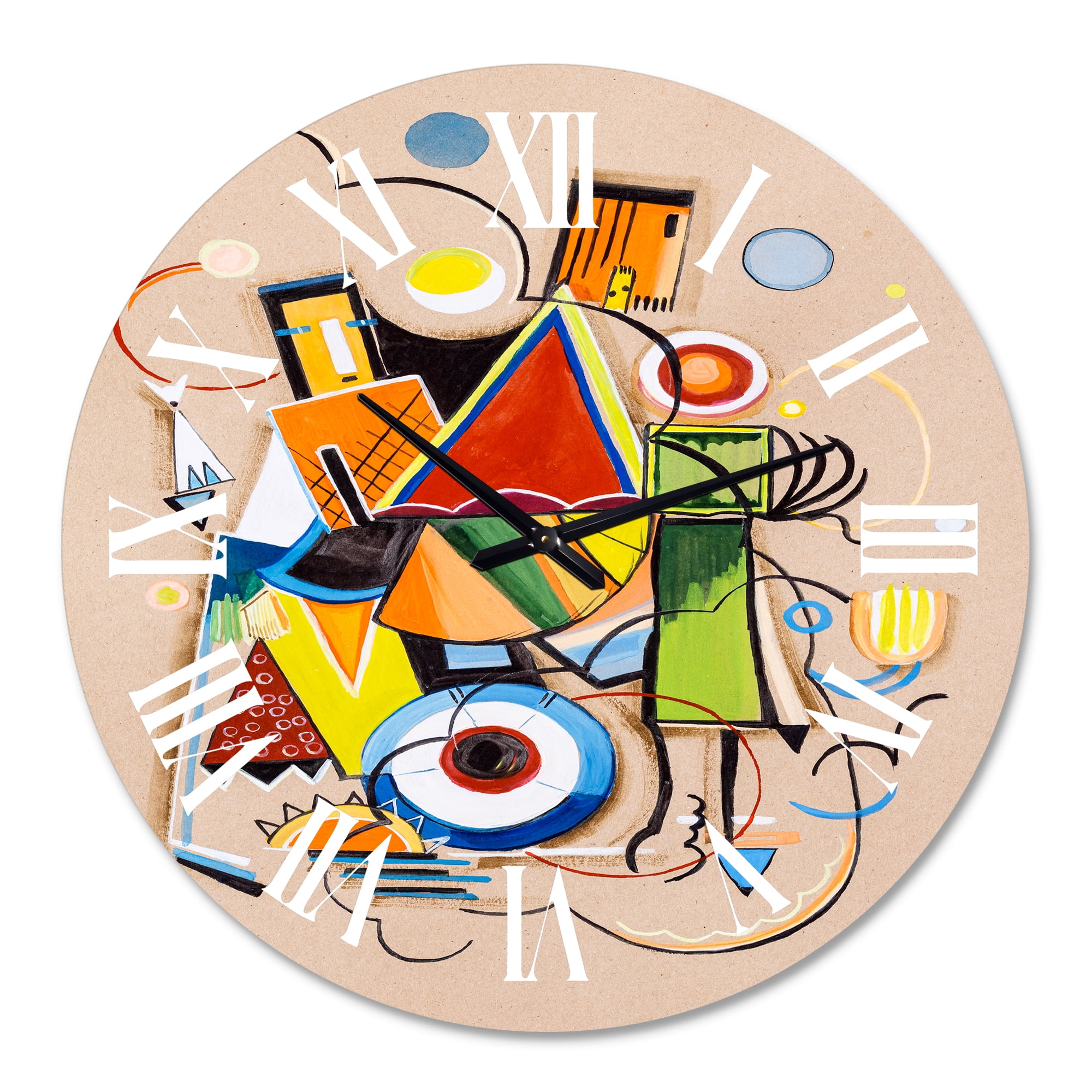 Designart 'Colored Geometric Abstract Compositions I' Modern Wall Clock