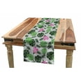 thumbnail image 1 of Tropical Table Runner, Exotic Leaves and Flowers on Thin Stripes Summer Botany Art, Dining Room Kitchen Rectangular Runner, 3 Sizes, by Ambesonne, 1 of 2