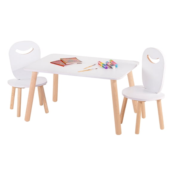 Mesa Rectangular Y Dos Sillas Infantiles Con Agarradera