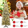 thumbnail image 5 of Gymax 6ft Pre-lit Pencil Snow Flocked Pencil Christmas Tree Holiday Decoration, 5 of 10