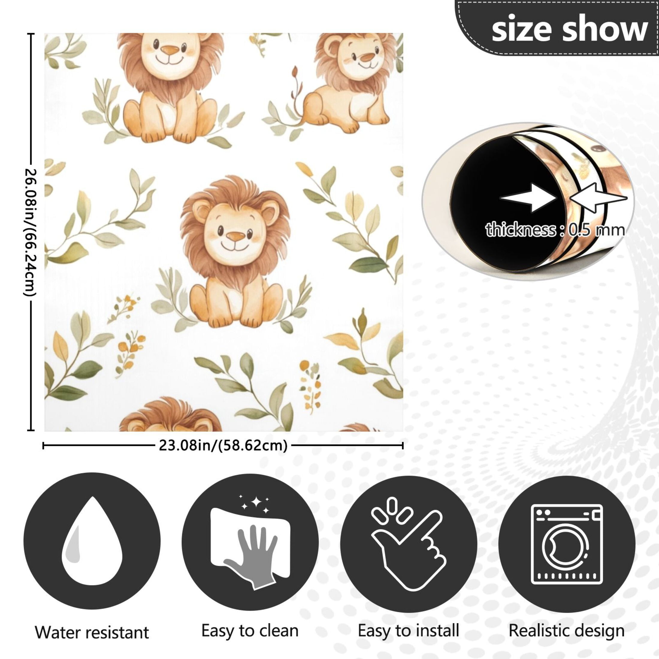 Dishwasher Magnetic Sticker 23x26 Inch Refrigerator Magnetic Sticker Washing Machine Magnetic Sticker Kitchen Panel Magnetic Sticker Home Decor Cute Little Brown Lion