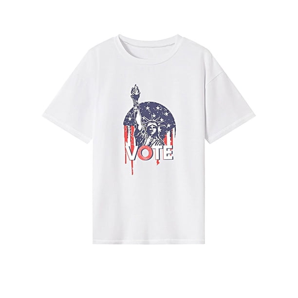 Camiseta para mujer, ropa informal de verano, camisa con cuello redondo para playa, uso diario, Camping SG