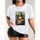thumbnail image 1 of Camiseta Para Mujer De Verano Cuello RedondoChic Mona Lisa & Kitten Print T-Shirt for Women - Casual Round Neck, Short Sleeve Top, Breathable Polyester, Machine Washable - Perfect for Spring/Summer/, 1 of 8