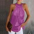 thumbnail image 2 of Clearance under $5 JINMGG Womens Casual Solid Color Round Neck Halter Sleeveless Tops Blouses Tops Tank Shirt Vest with Zipper Purple XL, 2 of 6