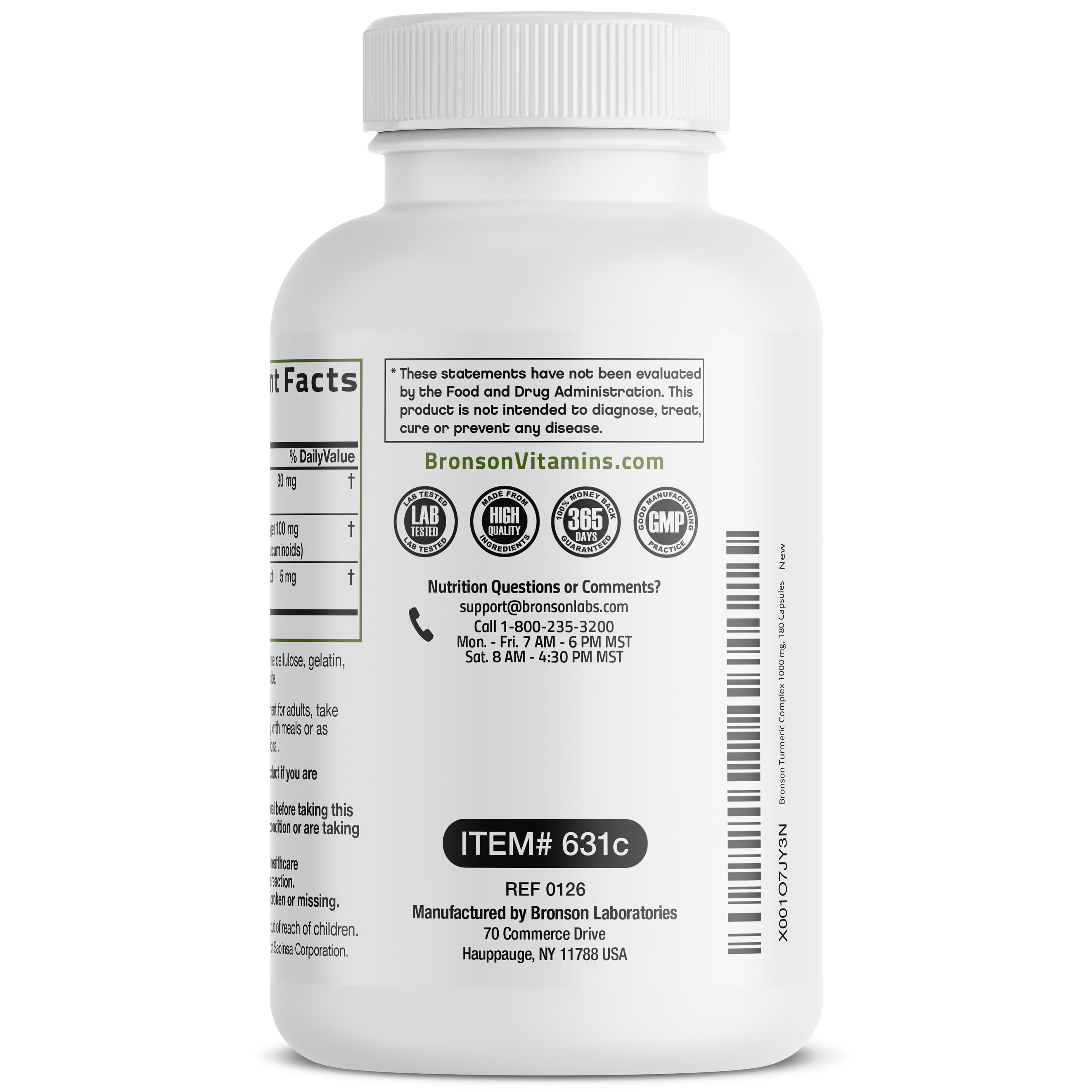 Bronson Turmeric Curcumin + BioPerine High Potency Joint Support Non-GMO, Gluten Free Soy Free + Black Pepper, 180 Capsules
