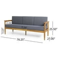 thumbnail image 3 of GDF Studio Plumb Outdoor Acacia Wood 3 Seater Sofa with Cushions, Teak and Dark Gray, 3 of 7