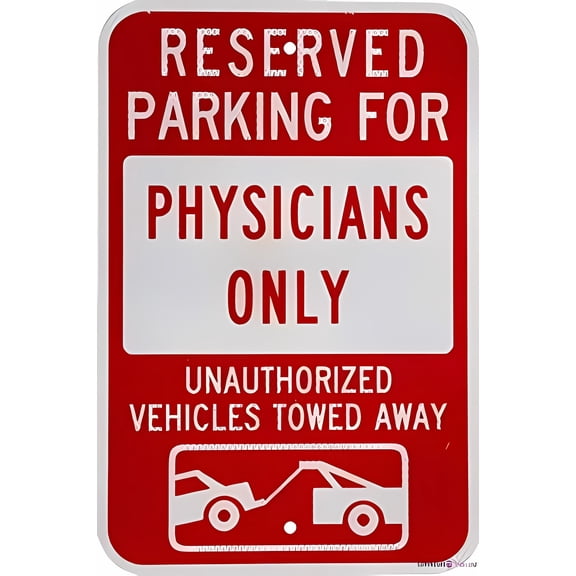 Street Sign Reserved Parking For Physicians Only Tin Sign - 8"x12", Aluminum Decor for Outdoor/Indoor, Office, Medical Zones