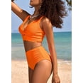 thumbnail image 2 of Women's Textured Bikini Sets Twist Front Top Swimsuits High Waisted Bathing Suits, 2 of 5