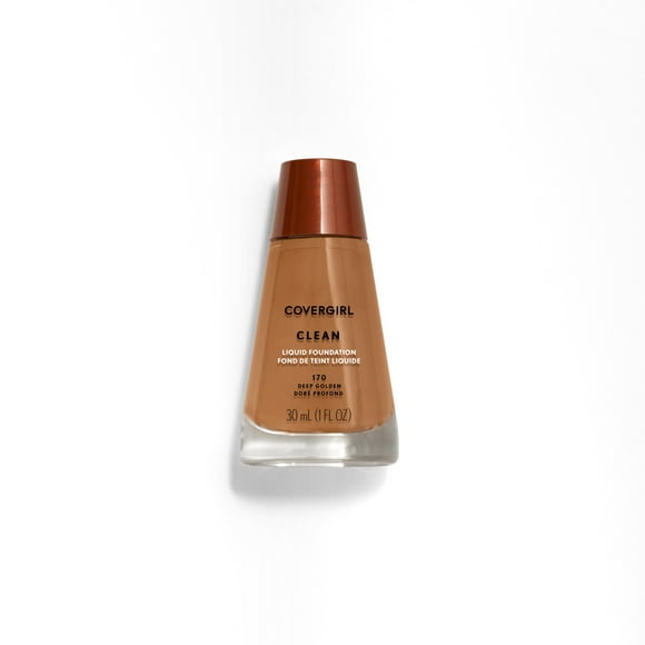 COVERGIRL Clean Liquid Foundation, lightweight, breathable liquid makeup, natural effect, water-based, non comedogenic, 100% Cruelty-Free
