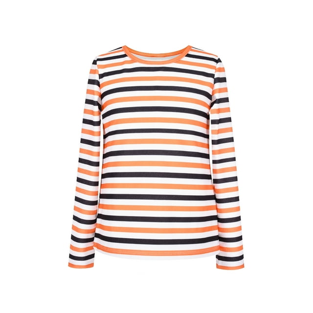 Girls T-Shirt Striped Halloween Pumpkin Pattern 6 Years