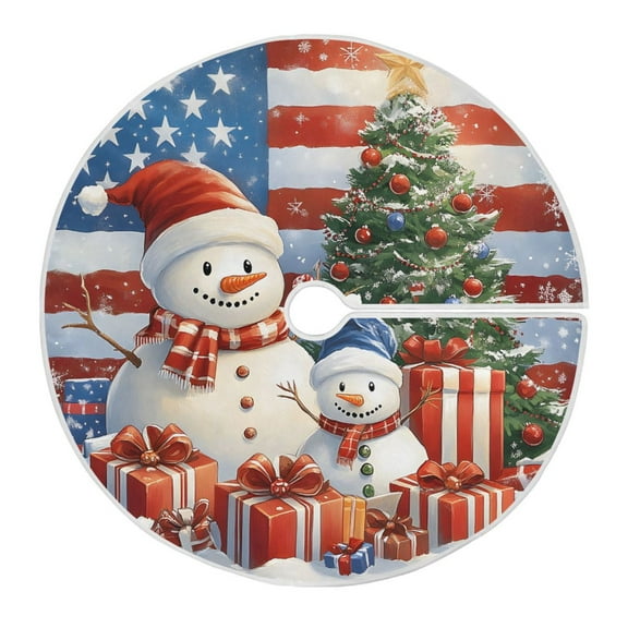 Ryvnso Christmas Tree Skirt Flag Snowman Christmas Xmas Tree Skirts Ornament Home Decorations 35.4"