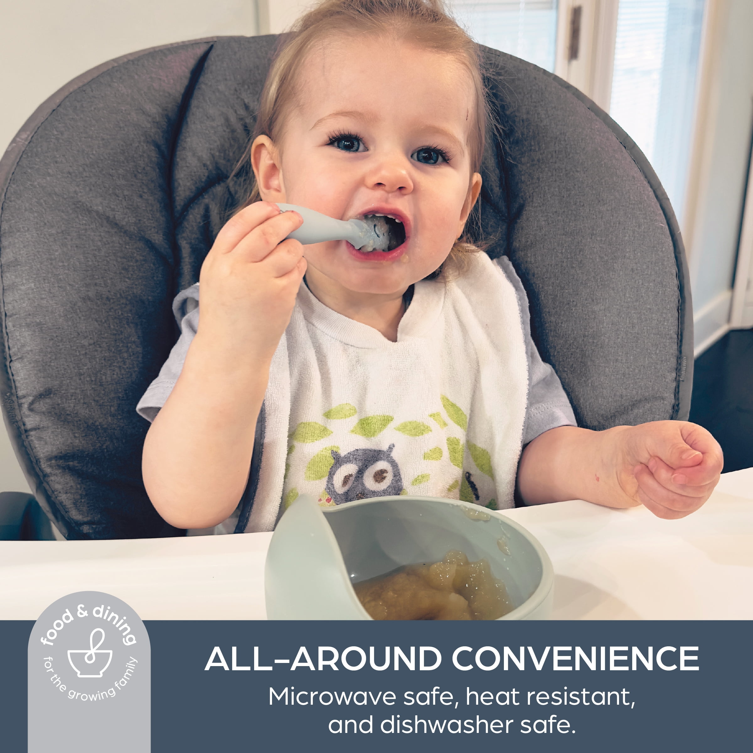 Dreambaby Scoop Mash and Twist Silicone Baby Spoon Set - 3 Stage Toddler Utensils for Baby Led Weaning - Soft Chew Training Spoons
