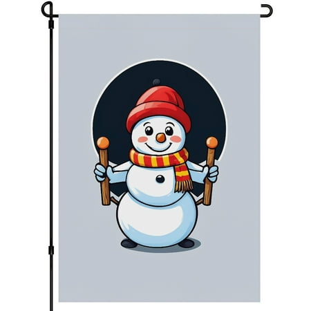 Winter Versatile Garden Flag Washable Winter Holiday House Flags Snowflakes Snowman Cute Cartoon Double-Side Outdoor Garden Decor, for Patio Balcony Backyard Farmhouse Garden (28x40 Inch)