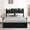 Black B, variant on Full Size Bed Frame, Velvet Upholstered Platform Bed with Wingback Headboard, Wooden Slat Support, No Box Spring Needed, Easy Assembly, Navy Blue