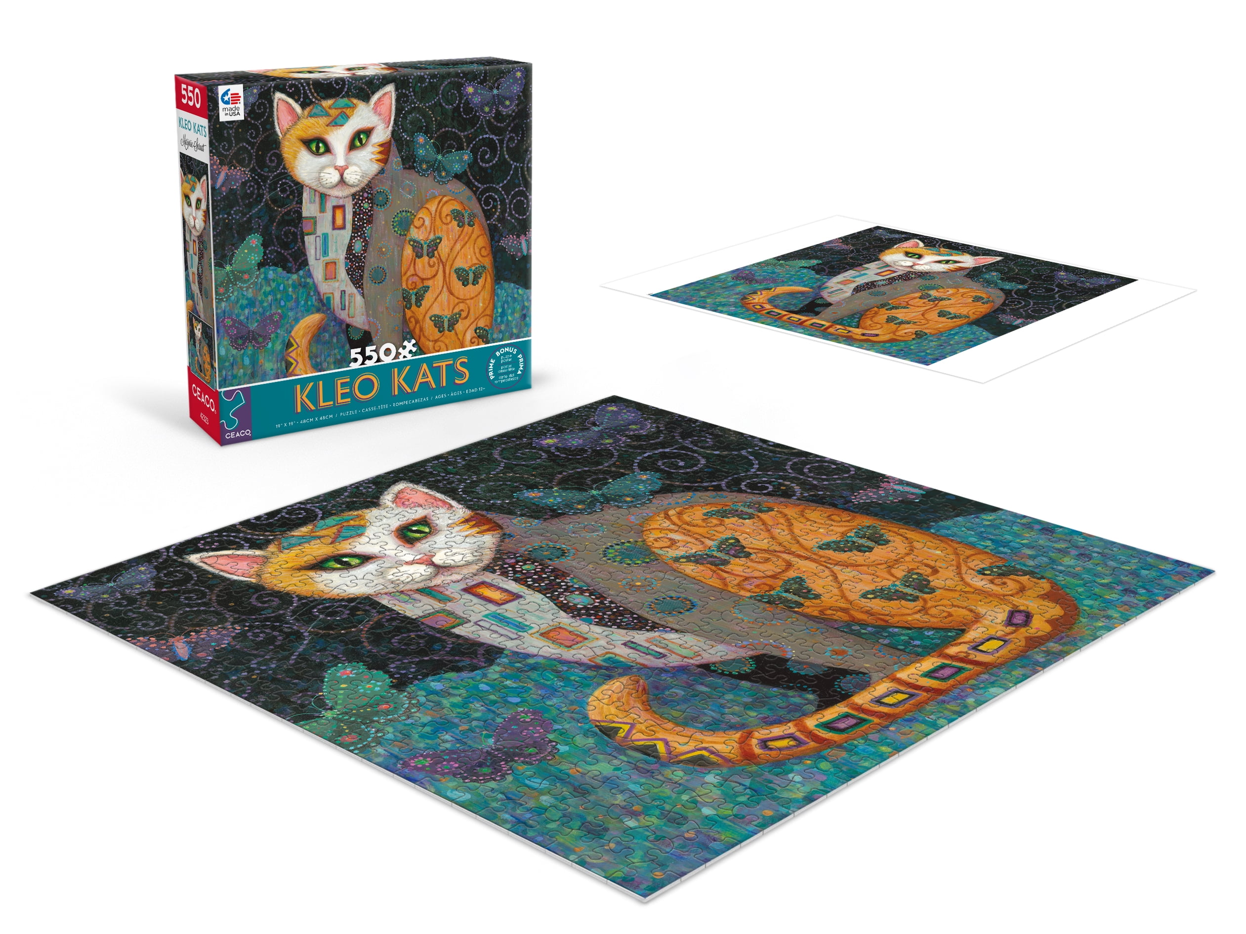 Ceaco 550-Piece Kleo Kats Flutter Interlocking Jigsaw Puzzle