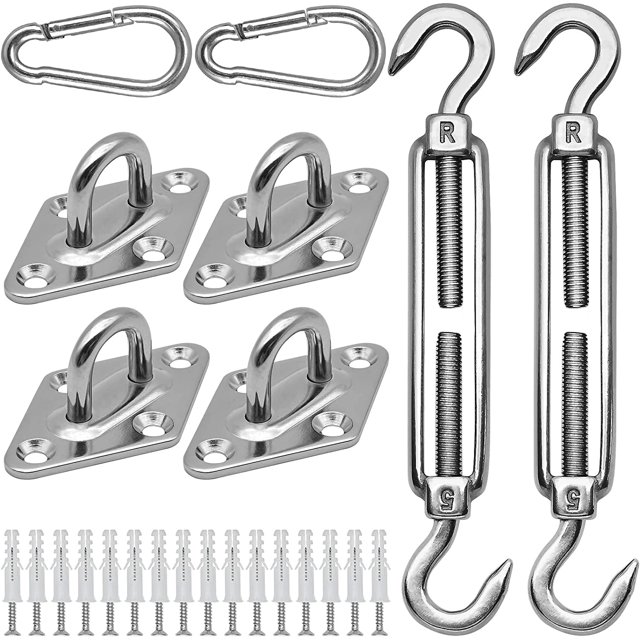 Kit de fijación de toldo de jardín rectangular o cuadrado de acero inoxidable 304, 40 piezas