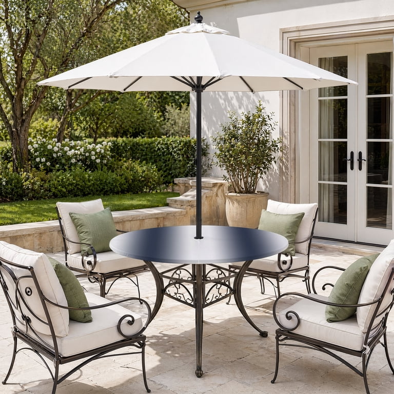 60 inch patio umbrella Round Outdoor Tablecloth with Umbrella Hole and Zipper, Sage Green White  Ombre Fitted Table Cover with Elastic Edge for 31-35 Inch, Modern Abstract