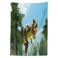 thumbnail image 3 of Ambesonne Digital Tablecloth Rectangular Table Cover, Jurassic Monster Fossil, 52"x70", Sky Blue Fern Green, 3 of 4