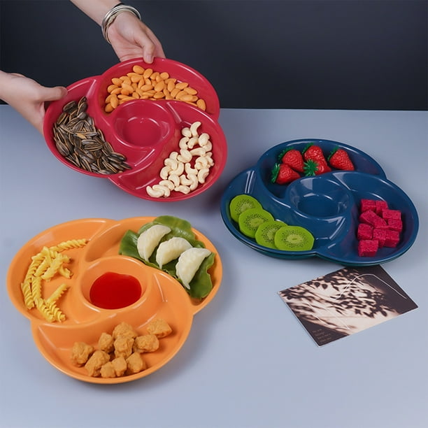 Ganfancp Four Grids Platter Fruit Plated Living Room Creatived Grids Platos de Plástico para Frutas Té de La Tarde Snacks Nutsed Melon Pips Plato de Postre Artículos En Liquidación 1X Plato
