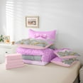 thumbnail image 6 of Castle Fairy Girls Female Bling Glitter Bow Knot Bedding Comforter Set 7pcs,Dreamy Princess Ribbon Bow Queen Bedding Sets Super Cozy,Marbling Watercolor Queen Sheet Sets,Microfiber Bedroom Decor, 6 of 8