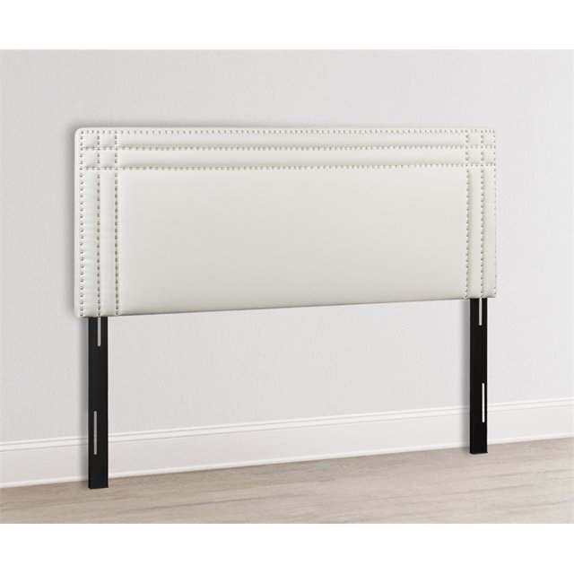 Tête de Lit Reine Rembourrée de Karité Blanc Antique
