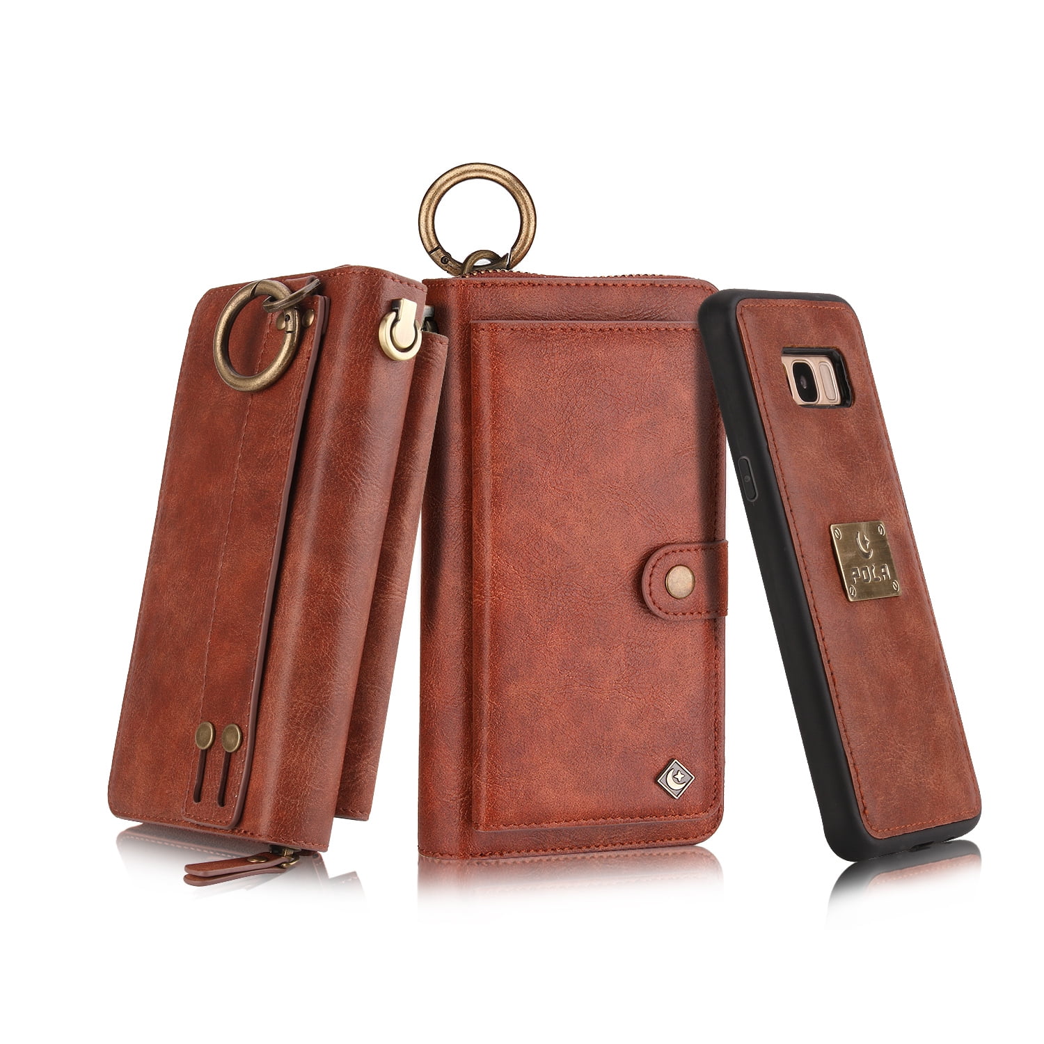 All in One Zip Wallet Coin Man Woman Purse Flip Leather Magnet Case Cover