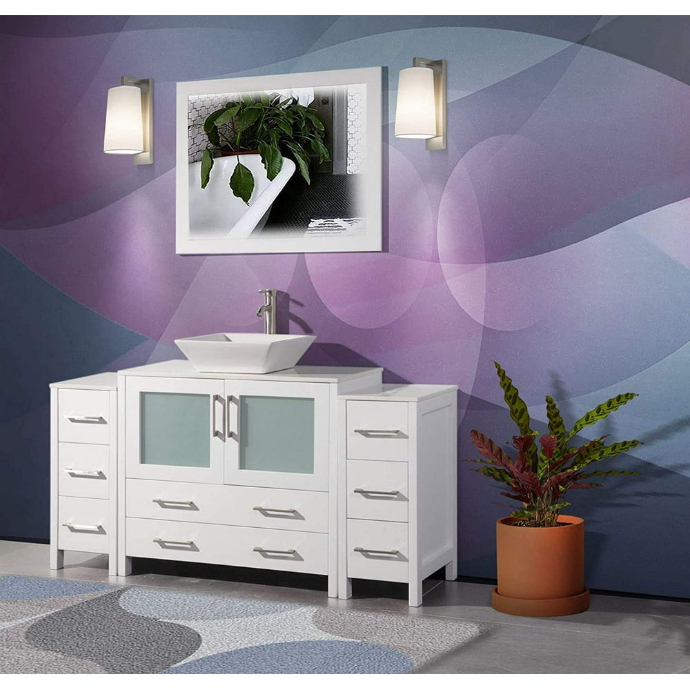 Vanity Art 60" Single Sink Bathroom Vanity Combo Set 8Drawers, 1Shelf