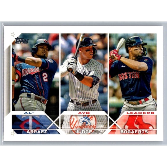 2023 Topps #289 AL Avg Leaders Luis Arraez Aaron Judge Xander Bogaerts Baseball Card