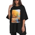 thumbnail image 4 of Plus Size Shirt for Women Black Tops for Women Short Sleeves Shirt for Women Forest At Autumn T Shirt Oversized Shirt for Women S, 4 of 5
