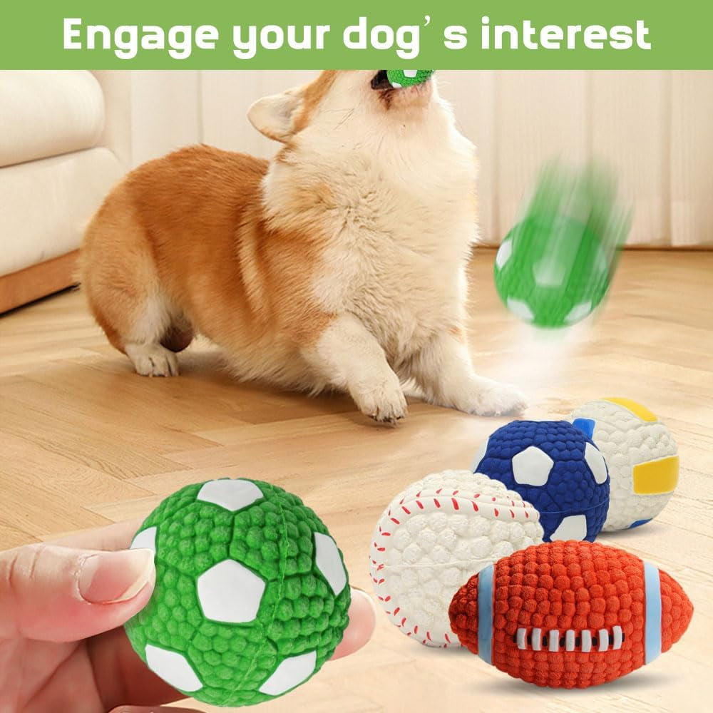 Immortal Toy for Aggressive Chewers, Squeaky Dog Ball Squeaky Dog Toys Natural Latex Rubber Balls for Small Dogs Puppies Cute Dog Squeak Toys Play Ball Tennis Ball, football, volleyball