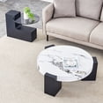 thumbnail image 3 of Table Basse Ronde Moderne et Simple à Double Couche - Dessus en Verre Gris Transparent avec Pieds en L en MDF Noir. la Conception Détachable Peut Rendre l'Utilisation de l'Espace Plus flexible., 3 of 13