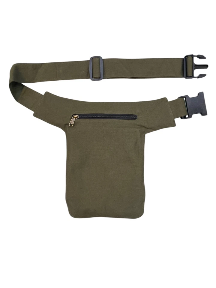Narayani Crafts Unisex Fanny Pack Utility Waist Bag Cotton Canvas Hip Belt with Pouch Pockets