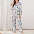 thumbnail image 2 of KLL Bulldog Print Women's Long Sleeve Pajamas with Pants Sleepwear Loungewear 2 Set-Small, 2 of 7