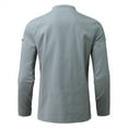 thumbnail image 4 of Blczomt Long Sleeve Mens T-Shirts Trendy Casual Gray Collared Solid Cotton and Linen Casual Button Down Shirts 2xl, 4 of 4