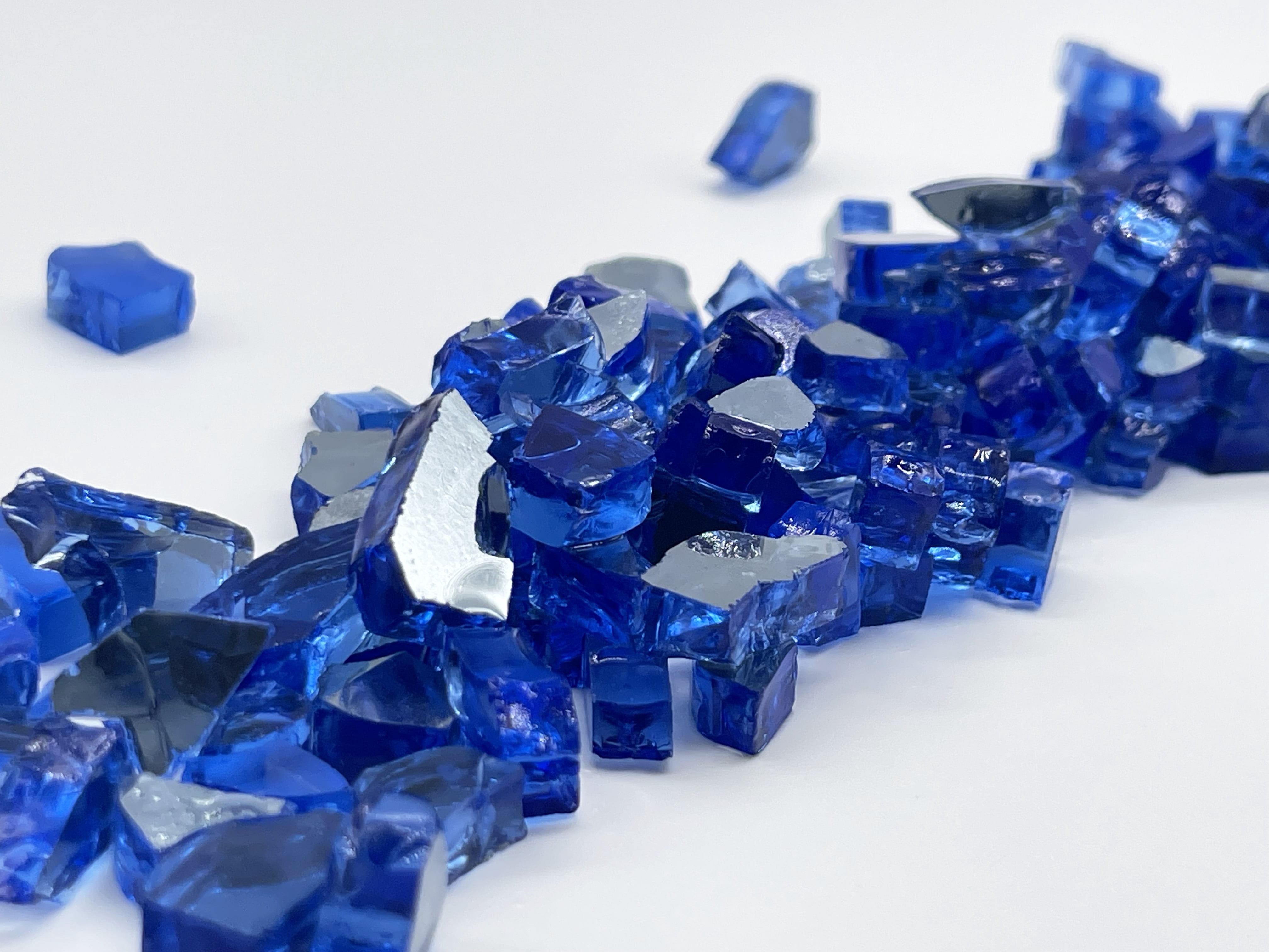 Element Fire Glass Cobalt Blue Reflective 1/4" Fire Glass 10lb, Cobalt Blue Reflective Fire Glass, Indoor or Outdoor Fire Glass
