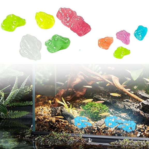 HonestMatter Glow in The Dark Stones, 10 Count Colorful Luminous Pebbles for Garden and Aquarium, Glowing Rocks for Walkways and Landscaping, 0.8 Inch, Multicolor