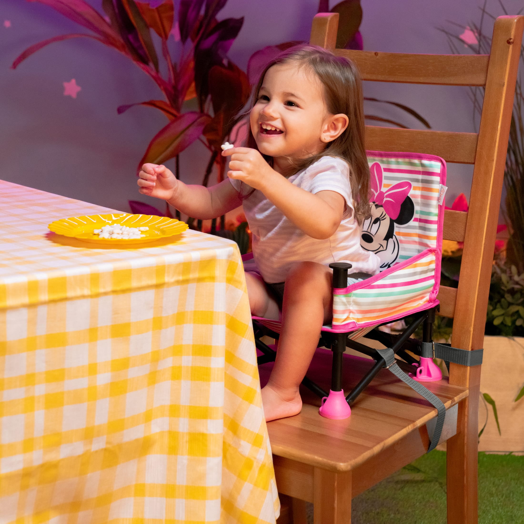 Bright Starts Disney Baby Pop 'N Sit Portable Booster, Minnie Mouse, Infant to Toddler