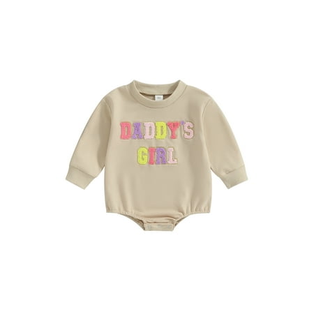 

Baby Girl Fall Romper Colorful Letter Embroidery Long Sleeve Bodysuit