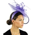 thumbnail image 3 of C.C Cocktail Sinamay Fascinator Headband Feather & Flower Design - Lilac, 3 of 5
