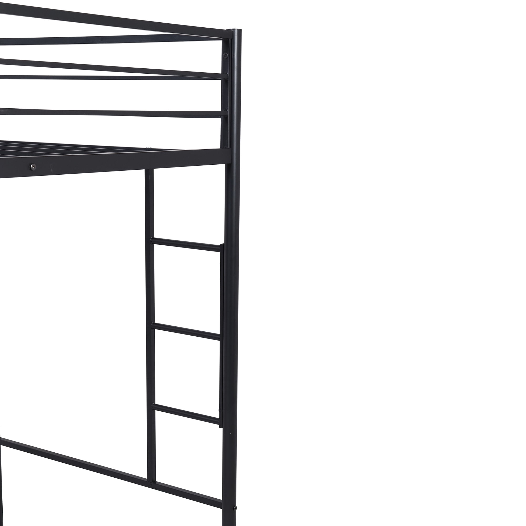 Kepooman Twin Size Metal Loft Bed with Desk & Ladder & Guardrails for Bedroom Dorm, Black Kepooman Twin Size Metal Loft Bed with Desk & Ladder & Guardrails for Bedroom Dorm, Black