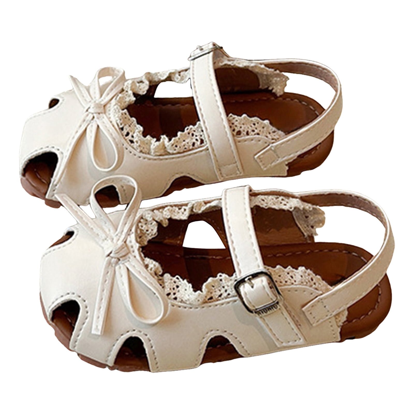 enyan Girls Jelly Sandals Summer Breathable Waterproof Fisherman Shoes For Girl Closed Toe Beach Flat-Sandals For Toddler Little Kid Big Kids Jelly Sandals,Beige,Size 6