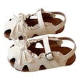 thumbnail image 3 of Zshosam Infant Girls Walking Sandals Infant Baby Girls Summer Sandals with Flower Bowknot Soft Sole Dress Flats Newborn Walkers Dress Shoes Size 6,(Beige Toddler 6), 3 of 9