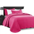 thumbnail image 3 of Imperial Rooms 3-Piece Bedspread Chevron Pattern Quilt Set, Soft Microfiber Bedspread with 2 Pillow Shams, Pink, King, 3 of 9